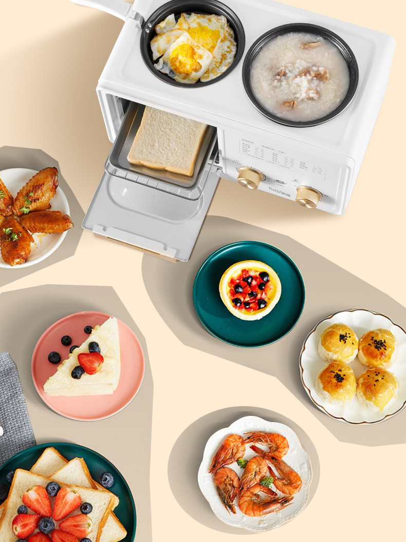Home Appliances 3 in 1 Breakfast Machine Bread Electric Baking Fry Maker
