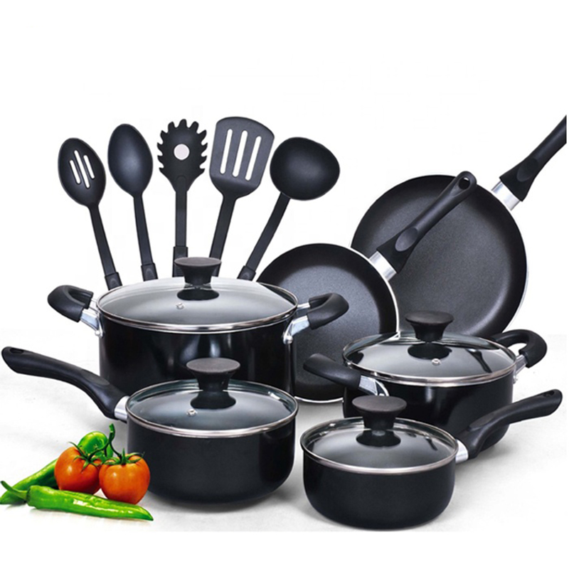 China Factory Price Aluminum Non-Stick Rachael Ray Cookware Set with 5PCS Nylon Kitchenware