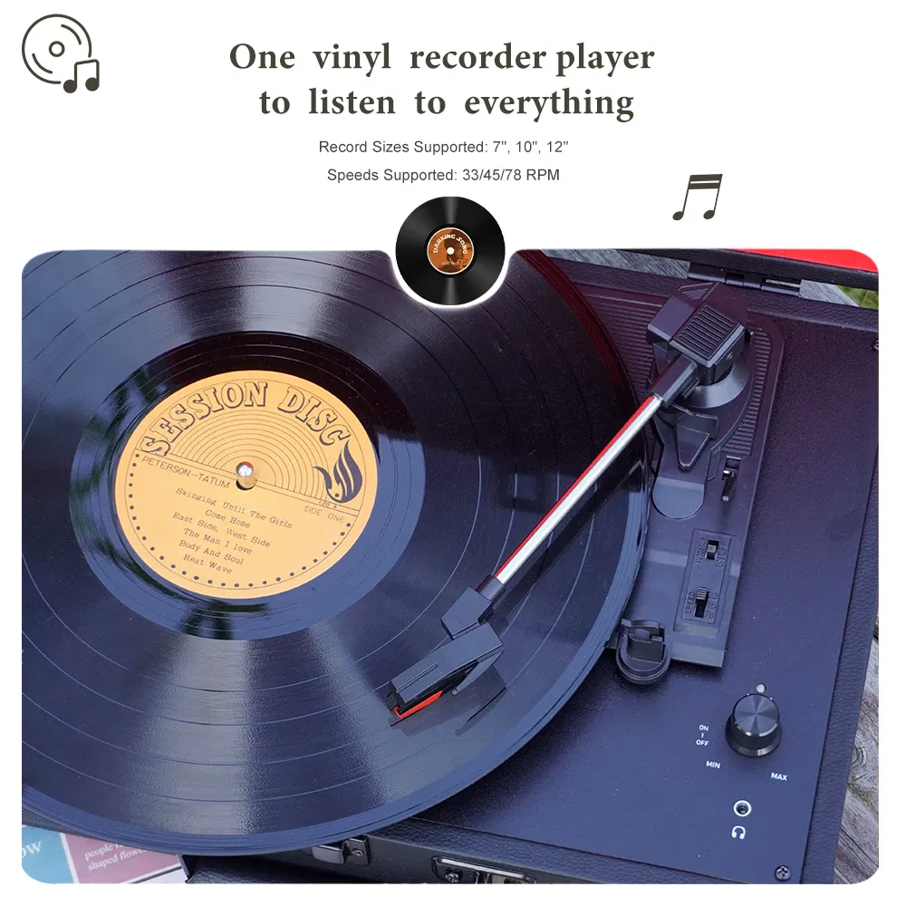 R102 Professional Aux in Portable Suitcase Style Turntable Bluetooth Super Sound Quality Vinyl Record Player