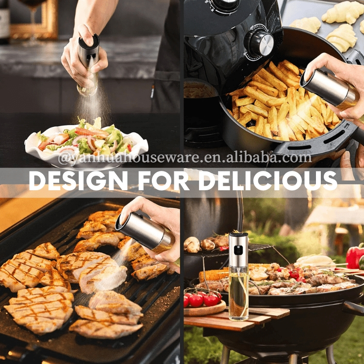 Manufacturer Press Control Oil Spray Bottle Air Fryer Salad Frying BBQ Olive Oil Sprayer Mister 100ml Oil Spray Container