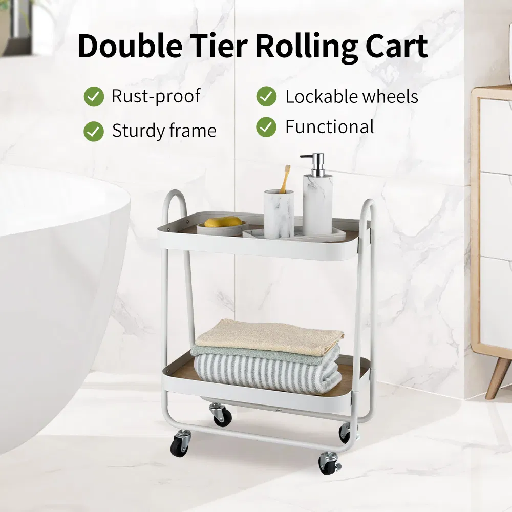 Versatile 2 Tier Trolley Cart for Home and Office Organization