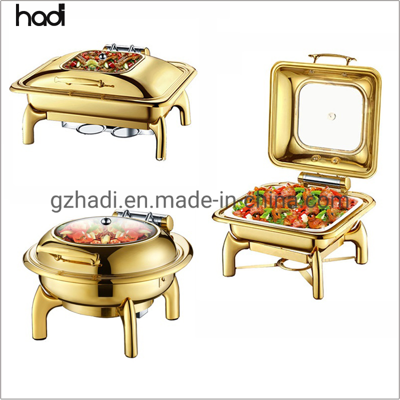 Catering Equipment Wholesale Buffet Food Warmer Price Commercial Saving Dishes Hot Chef Chafers Golden and Silver Chafing Dish Set