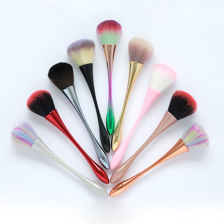 Wholesale Small Waist Professional Rainbow Handle Nail Brush High Quality Soft Nail Dust Brush Beauty Nail Cleaning Brush