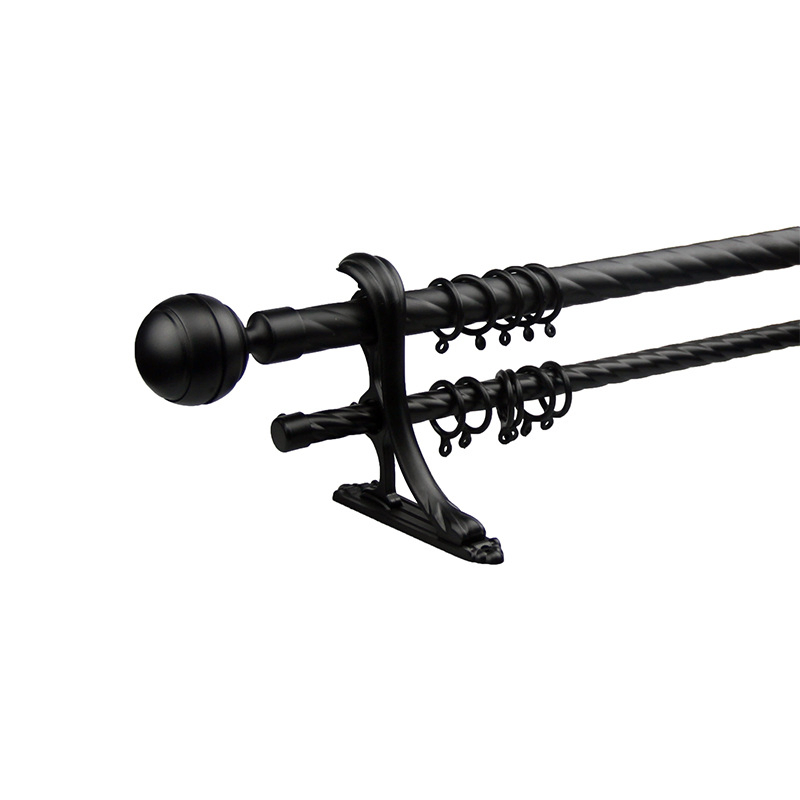 Black Double Pole Curtain Rods Decorative Curtain Rod Metal