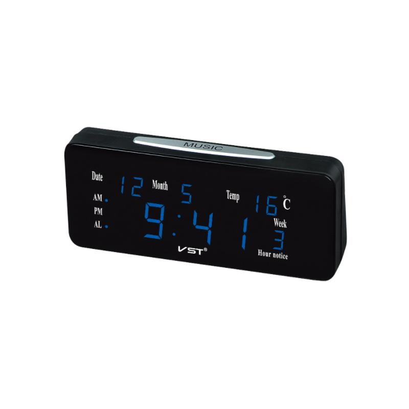 LED Home Electronic Clock Calendar Date Temperature Seat Alarm Clock