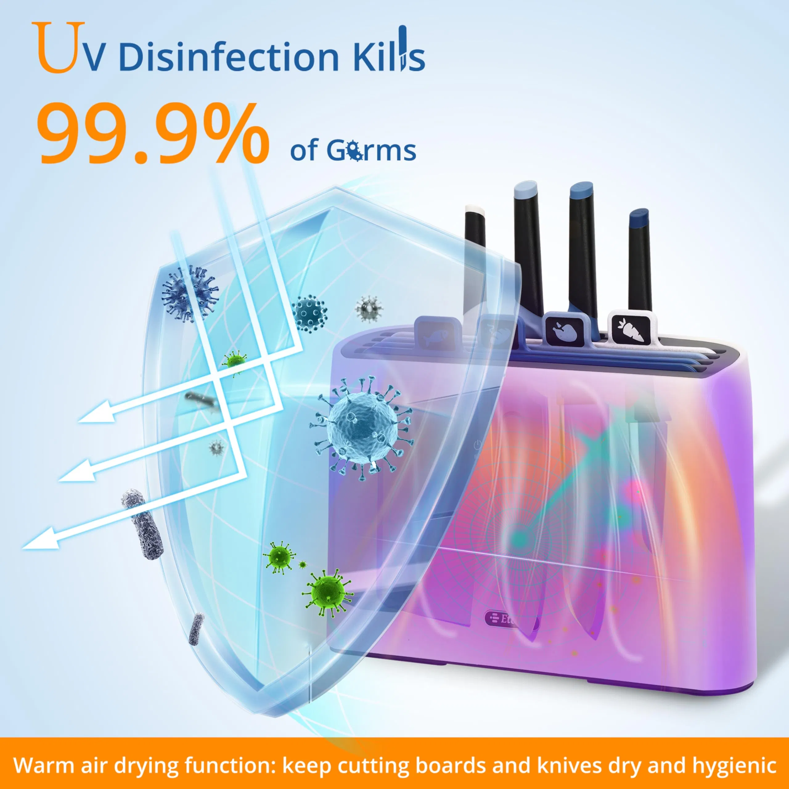 Self Cleaning Smart Cutting Board and Knife Set