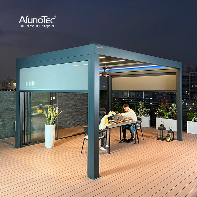 Prefabricated Building Aluminum Outdoor Patio Cover Awning Remote Control Garden Gazebo Louvre Pergola