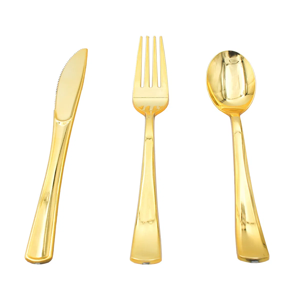 Gold Rose Gold Silver Disposable High Quality Plastic Plated Cutlery Birthday Wedding Party Tableware Set