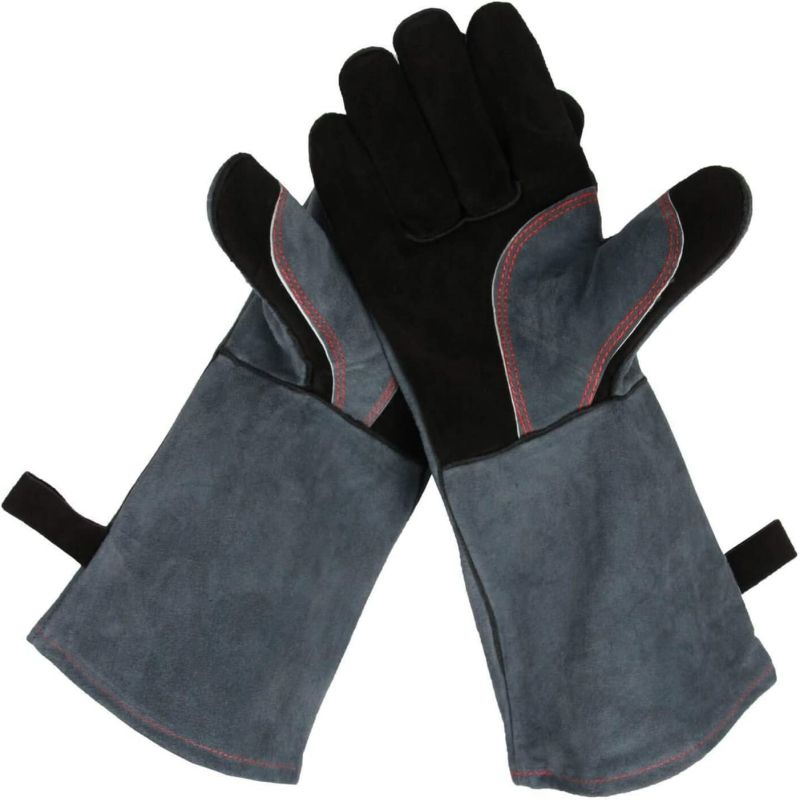 Premium Cowhide Leather BBQ Mittens for Heat Protection