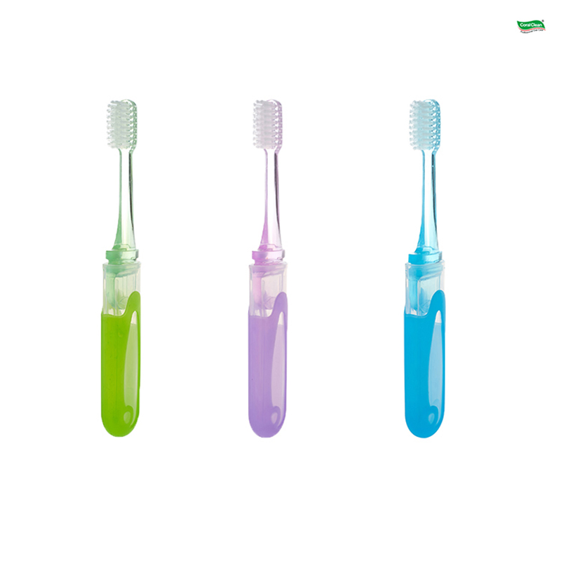 Wholesale Customized Logo Adult Tooth Brush Foldable Pocket Travel Toothbrush
