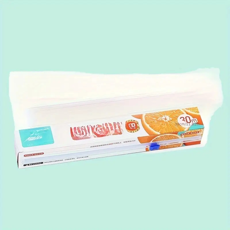 PE Cling Film Jumbo Rolls with Slid Cutter PE Food Wrap Dispenser to Keep Cake Jelly Potato Chips Fresh Shrink Wrap Mode
