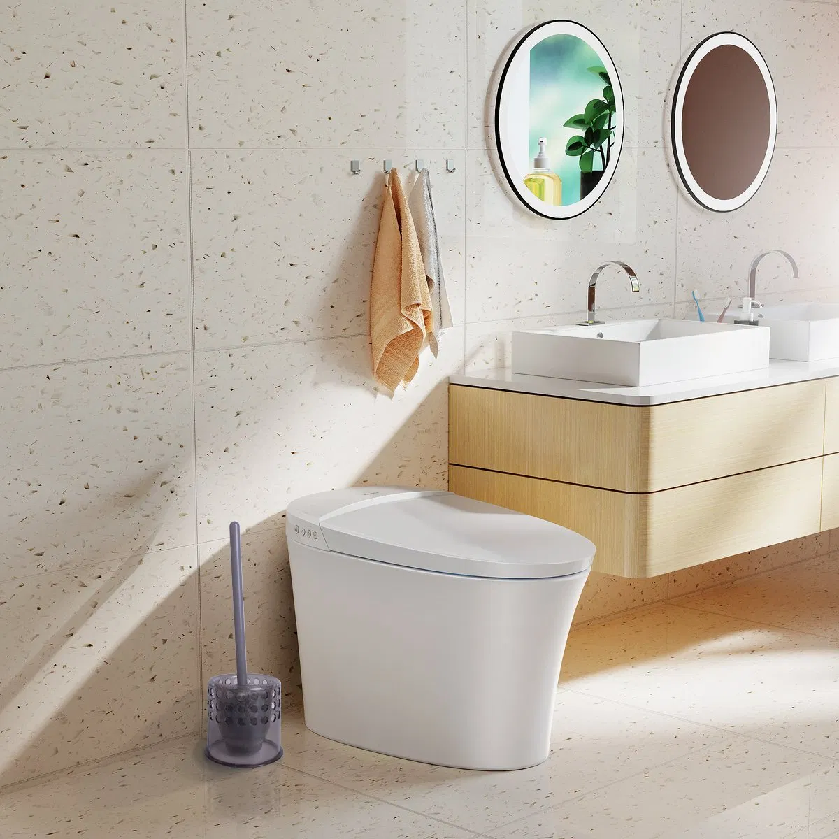 Черная щетка для унитаза с прозрачным держателем