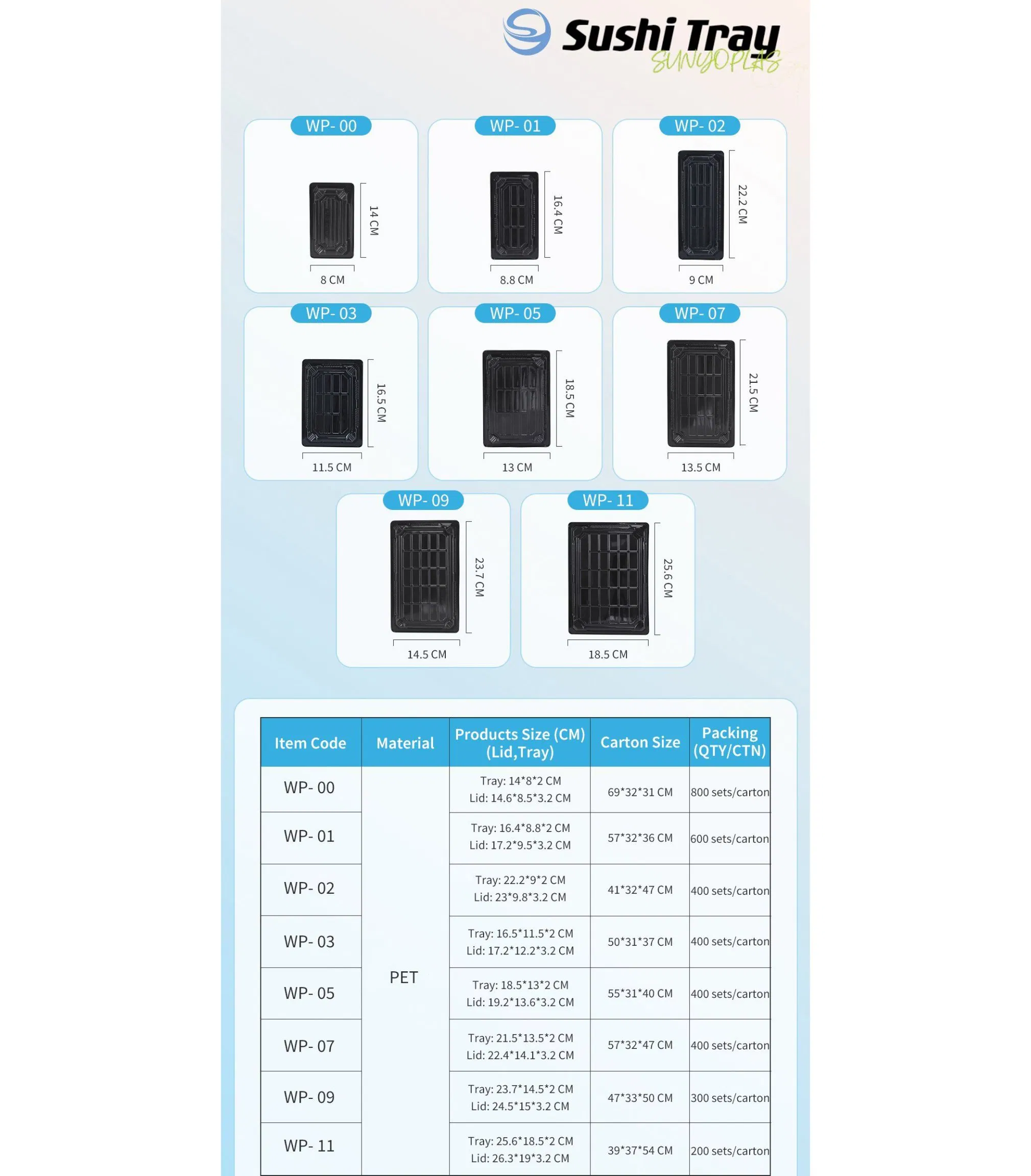Wholesale Fast Food Plastic Container Packaging Sushi Box Tray