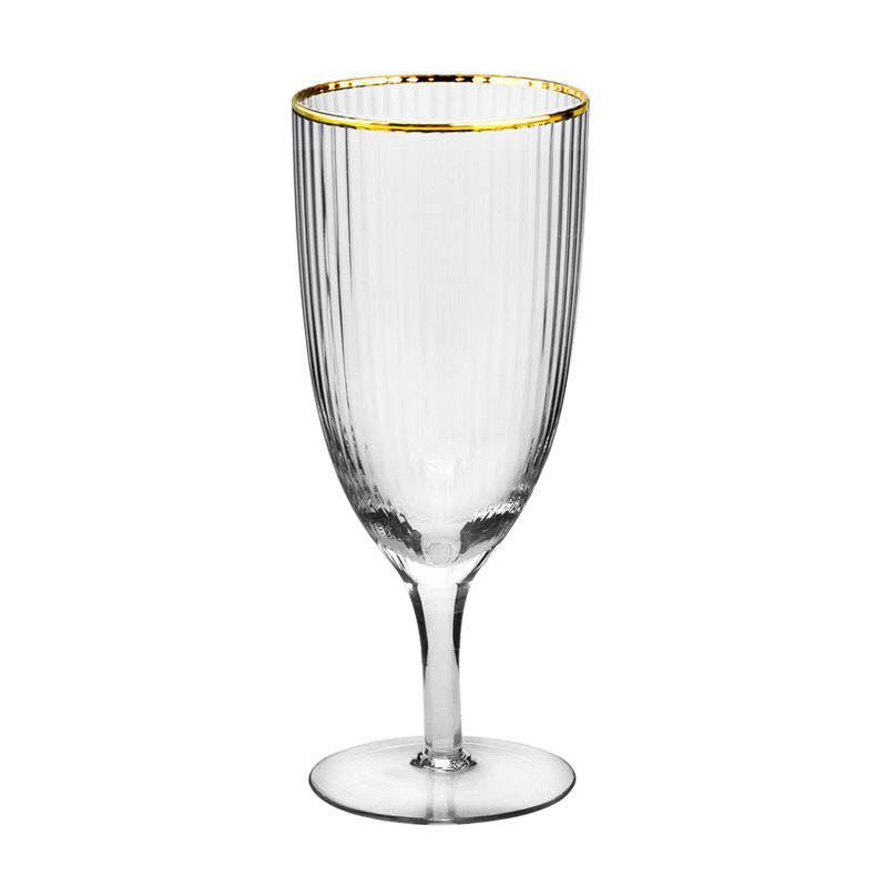 Transparent Gold Rim Champagne Red Goblet Wine Glass Set for Wedding