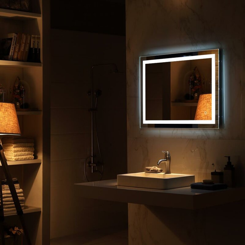 Home Decor Bathroom Vanity Wall Mounted Frameless Makeup Mirror with Touch Swich