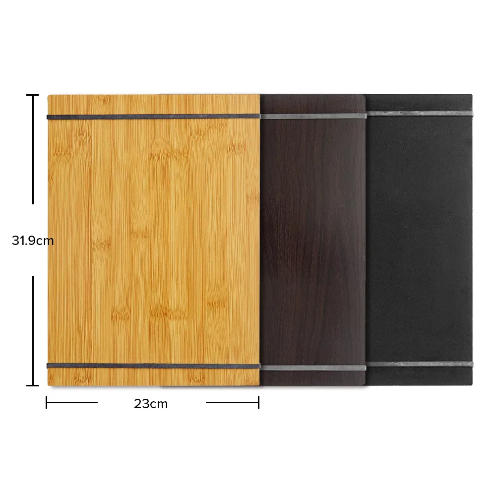 Customizable Natural Wood Black Brown Color Menu Holder Board with Straps