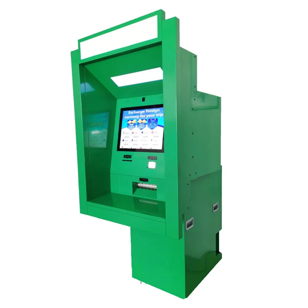 Through Wall Floor Standing Passport Scanner Currency Exchange Kiosk ATM Machine