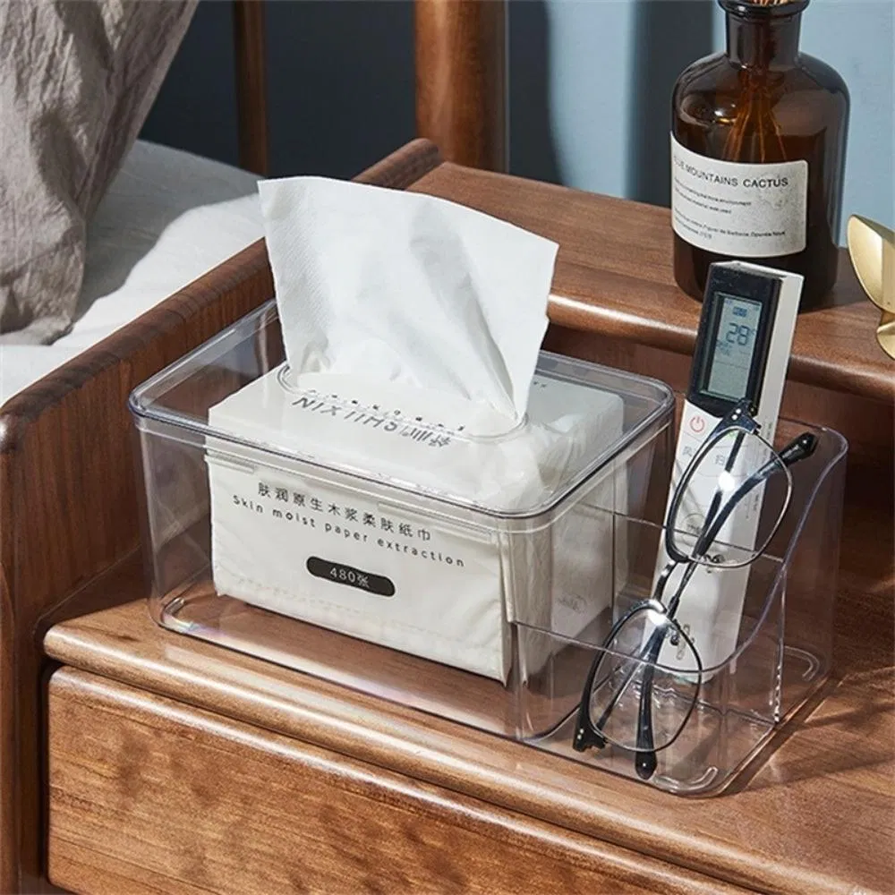 Cube Acrylic Counter Top Tissue Dispenser Box Facial Napkin Home Holder Tissue Box with Storage Wbb19281