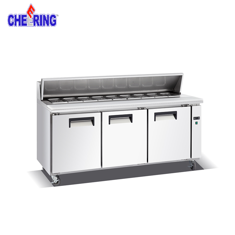 Commercial Grade Stainless Steel Pizza Counter Workbench Refrigerator
