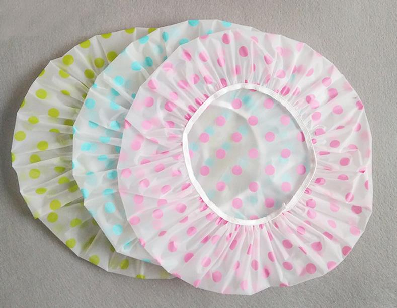 Disposable PE Shower Cap with Heart-Shaped in Pink