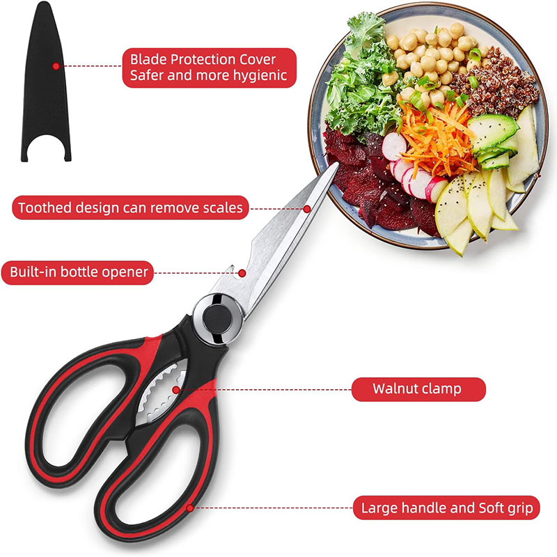 Ds-6601 Heavy Duty Cooking Food Poultry Herbs Fish Meat Bone Chicken Scissors Multifunctional Stainless Steel Kitchen Hand Metal Scissors Shears