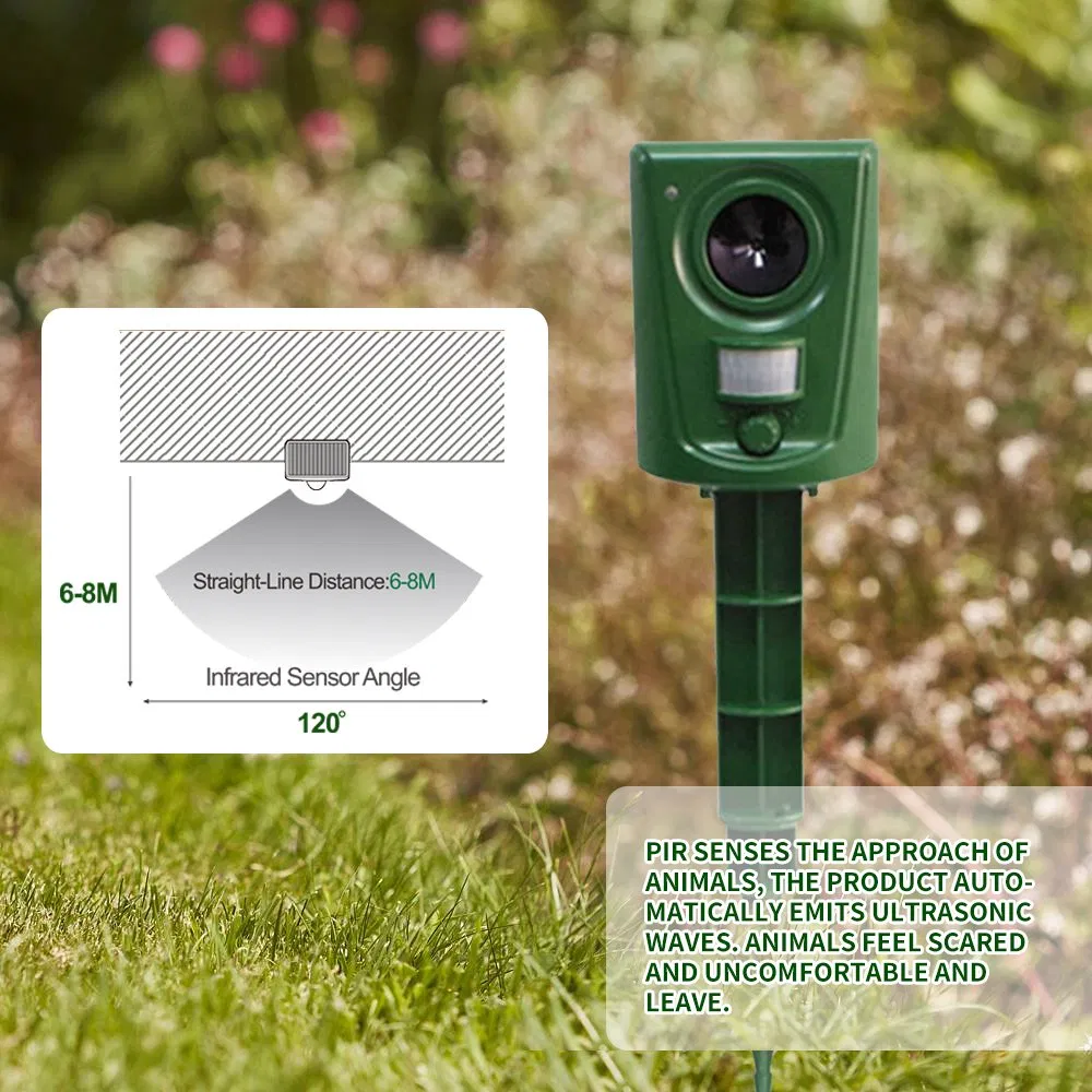 Solar Power Ultrasonic Drive Animals Pests Repeller for Dog Cat Bird Deer Squirrel Rat Skunk Vole