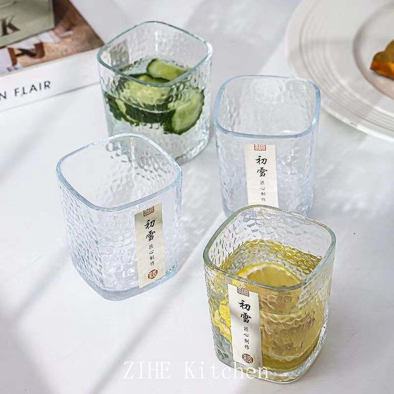 Hammer Patterned Cup Simpletransparent Glass Four Sided Thickening Wine Glass