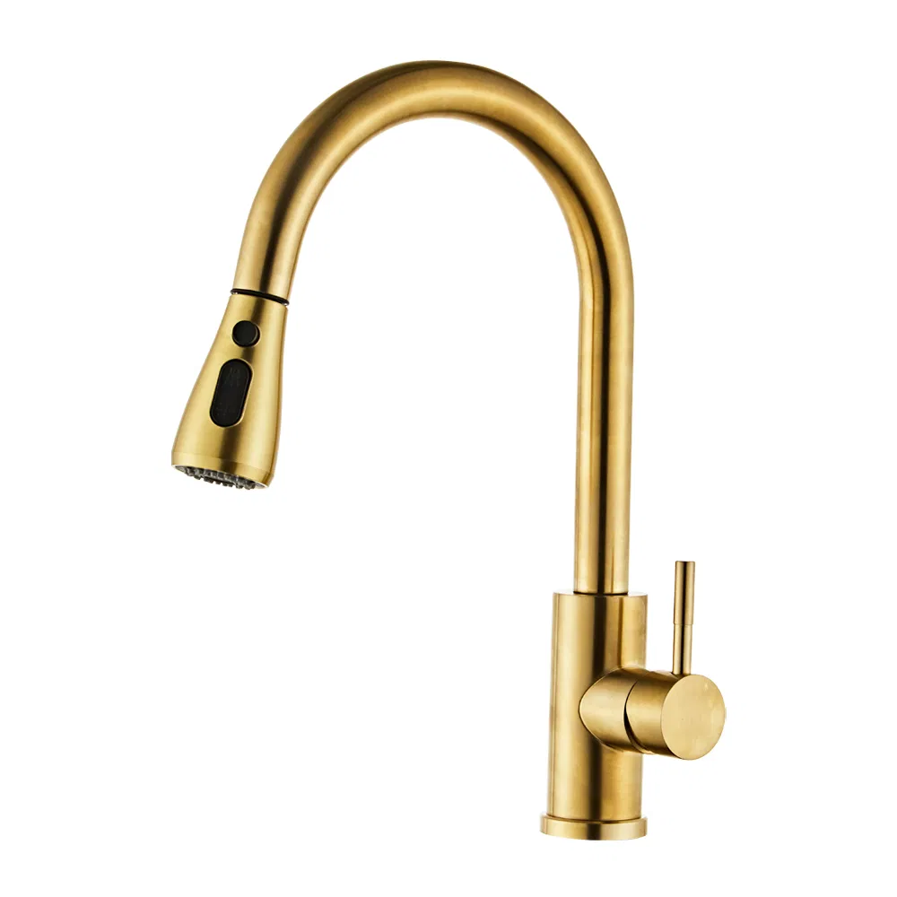 Brass Copper Long Neck Swivel 1hole Single Lever Pull out Kitchen Sink Water Faucet Kitchen Water Mixer Taps