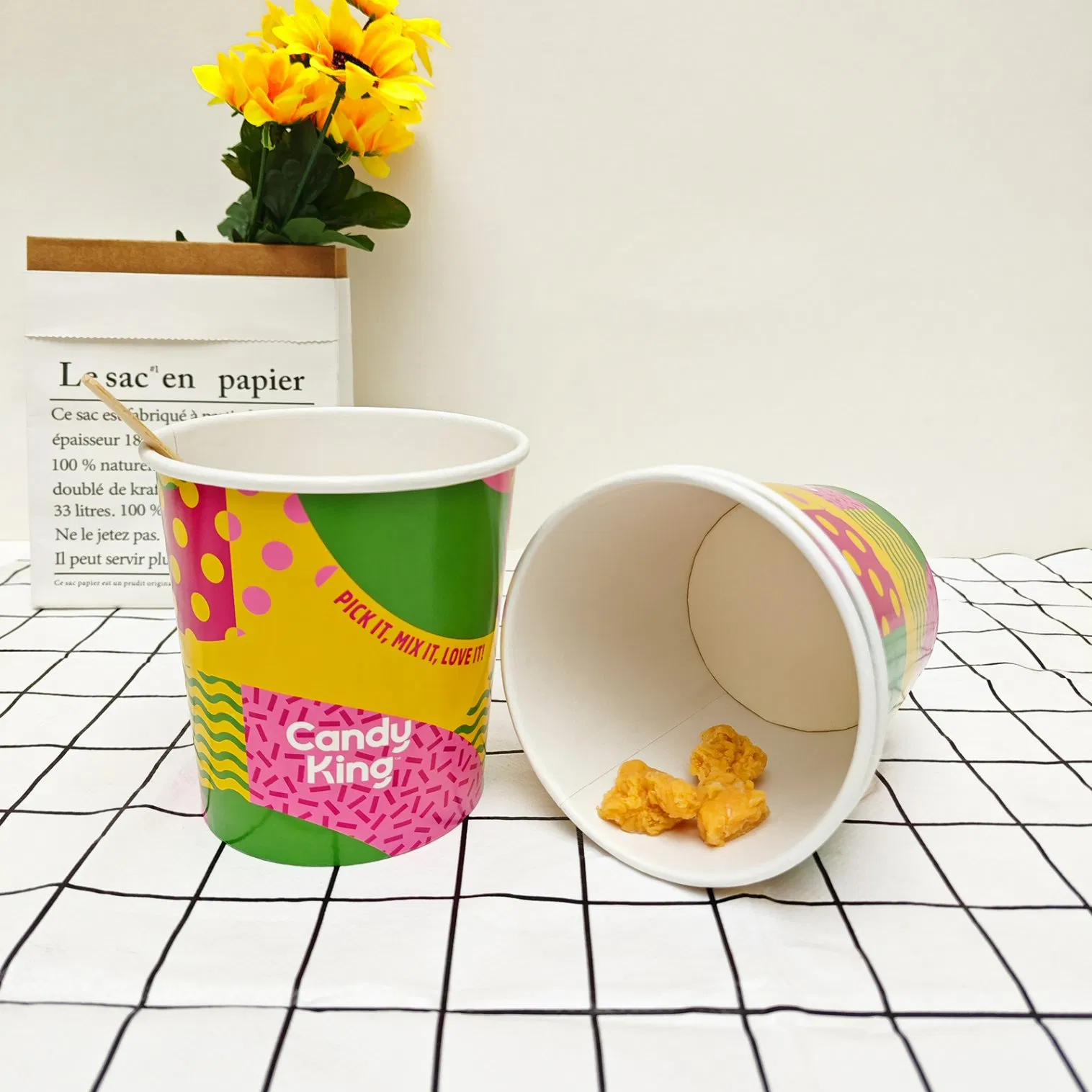 Custom Printed Good Price Disposable Paper Plant Bucket