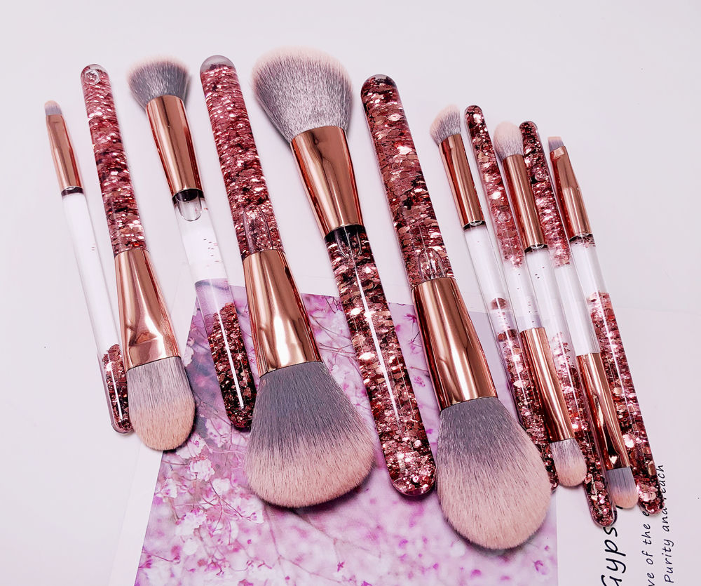 11PCS Liquid Glitter Makeup Brush Set Foundation Eyeshadow Beauty Tools Kit