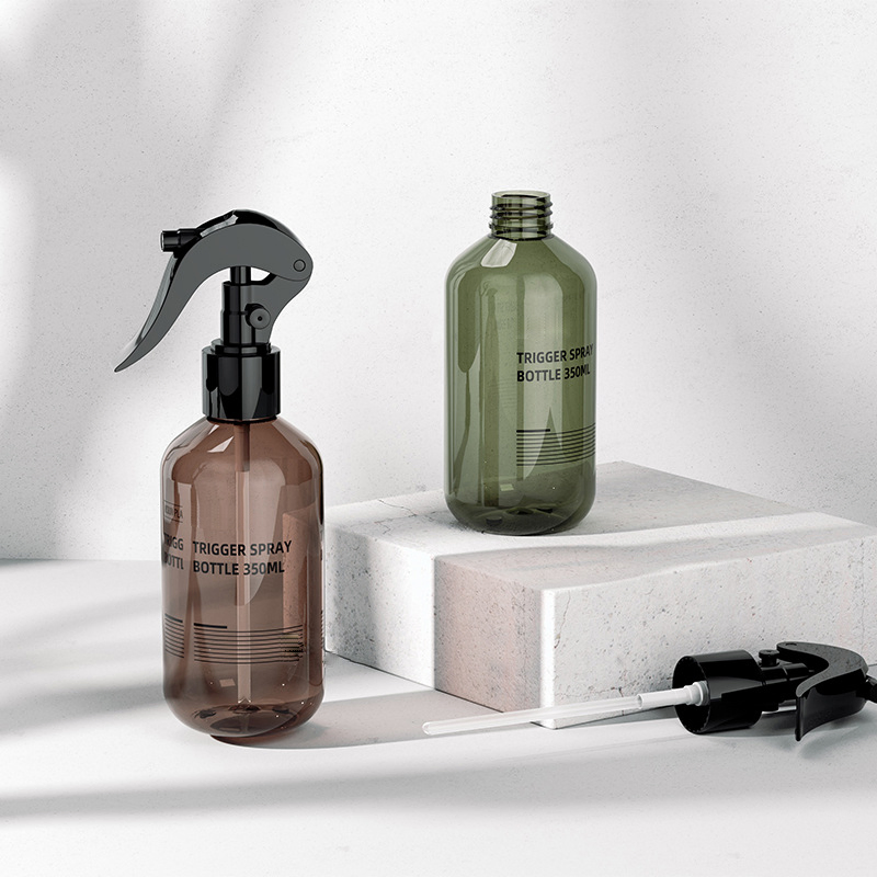 100ml 200ml 350ml Mini Trigger Bottle Amber Transparent Round Cosmetic Toner Perfume Plastic Trigger Spray Pump Bottles