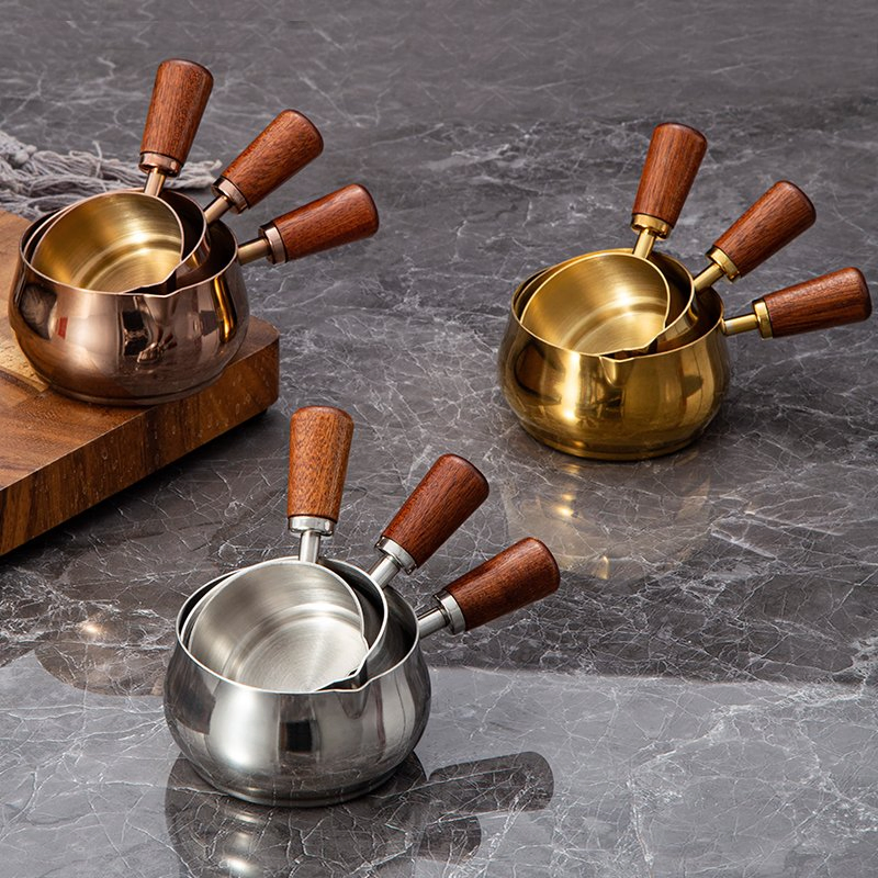 Wooden Handle Dipping Sauce Cups, Stainless Stee Bowls
