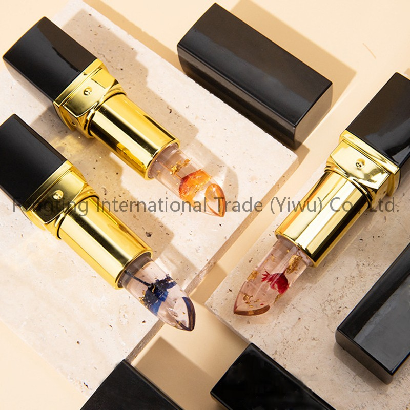 Color-Changing Crystal Jelly Romantic Flower Infused Transparent Long Lasting Temperature for Personalized Shade Lipstick