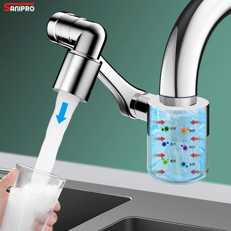 Sanipro Kitchen Tap 1440 Swivel Mechanical Arm Extension Aerator Filter Household Faucet Universal Water Purification Extender