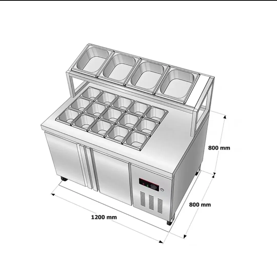Commercial 1.5m Direct Cooling Salad and Pizza Prep Refrigerator Salad Display Cabinets