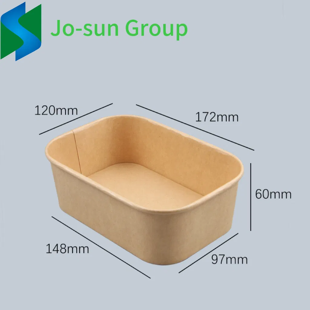 Eco-Friendly Microwave Heating Lunch Box Disposable Lunch Box Kraft Paper Rectangular Bowl