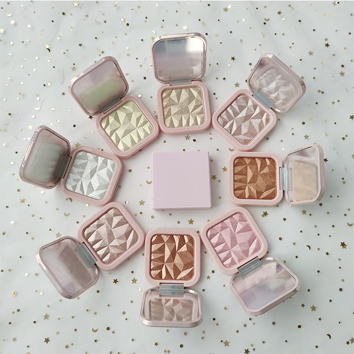 Luxurious Pink Pressed Diamond Highlighter Powder for Radiant Skin