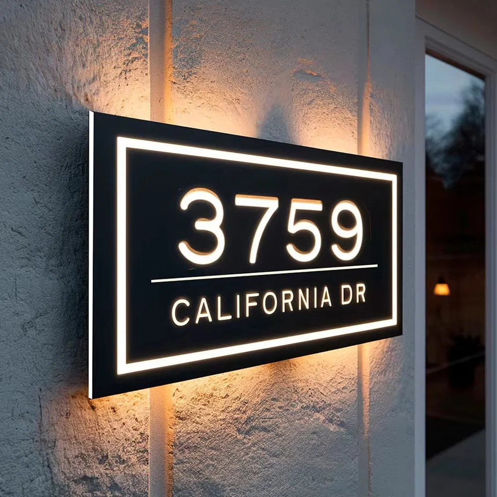 Manufacturer Light up Metal LED House Number Sign Outdoor Backlit Hotel Room Door Plate Home Signhouse Numbers Hotel Room Numbe