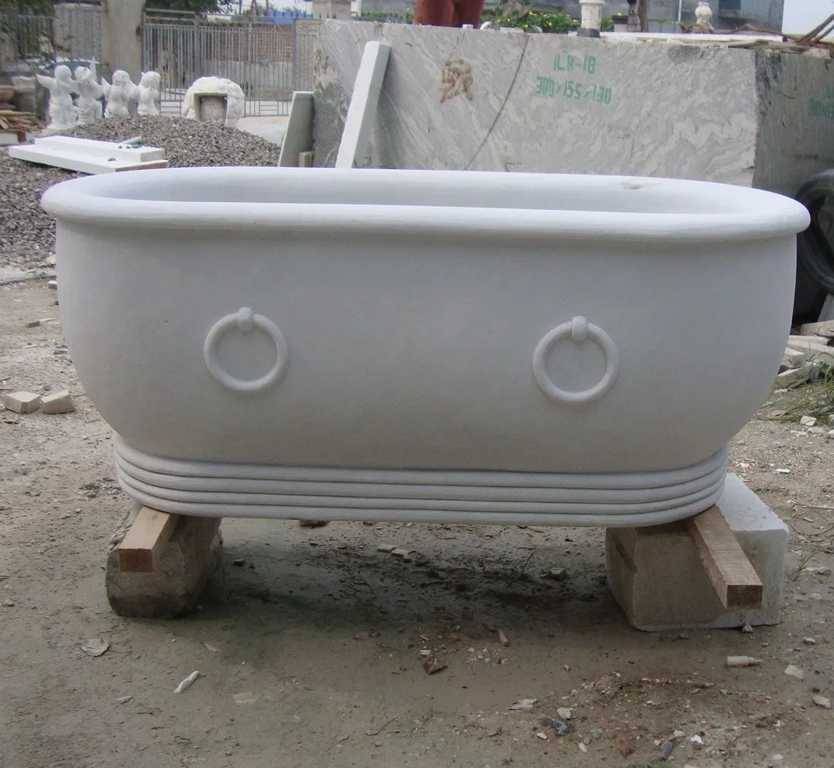 Custom Interior Decor Natural Stone Bathtub White Marble Bathtub Home Furniture for Sale (SYBT-007)