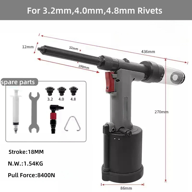 Пневматическая заклепочная машина 1/4" Heavy Duty с удлиненным носиком
