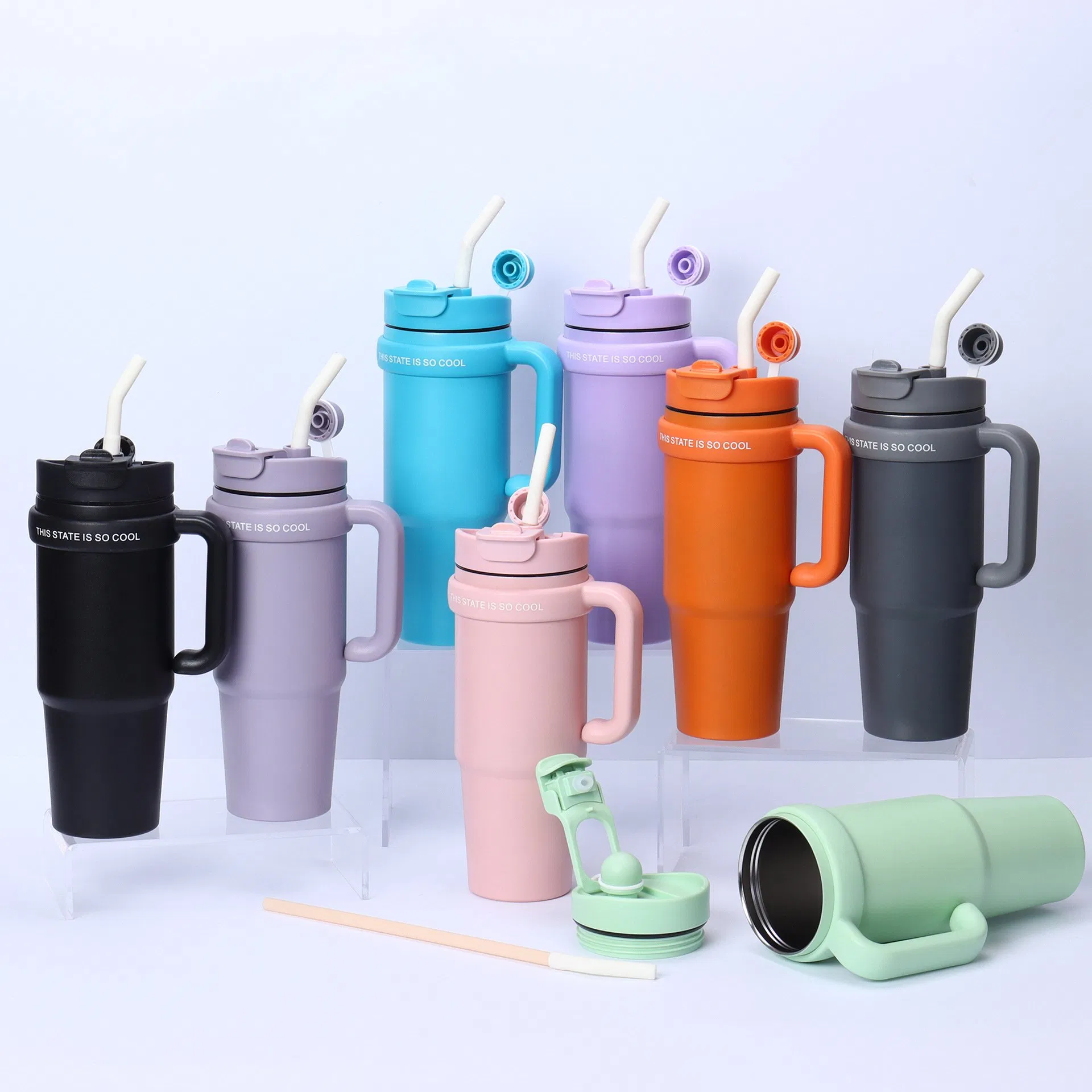 Термокружка 30oz с крышкой-соломинкой, двойные стенки