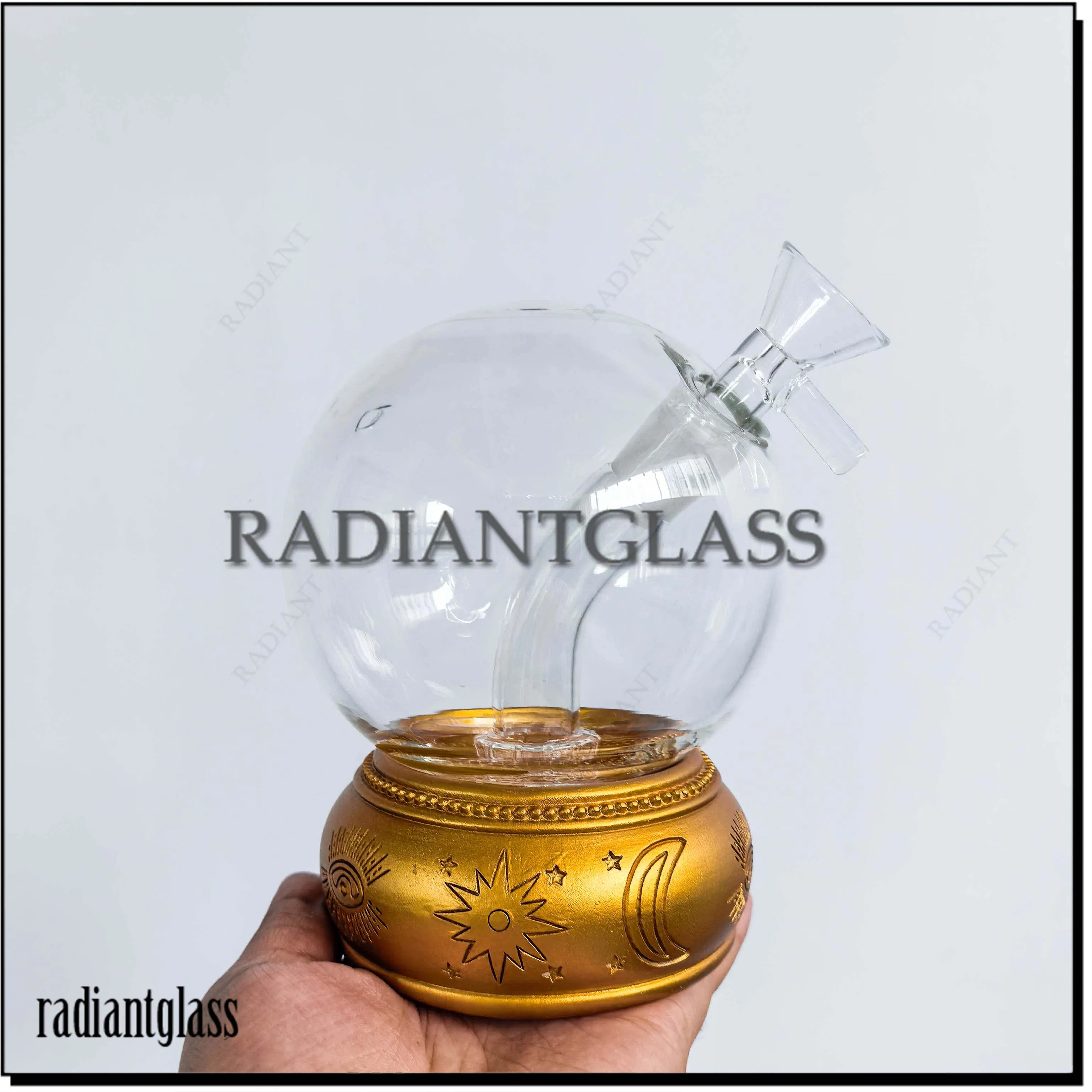 Purple Pink Crystal Ball Glass Water Pipe Moon and Stars Base Good Quality Wholesale Glass Smoking Pipe with Fast Shipping