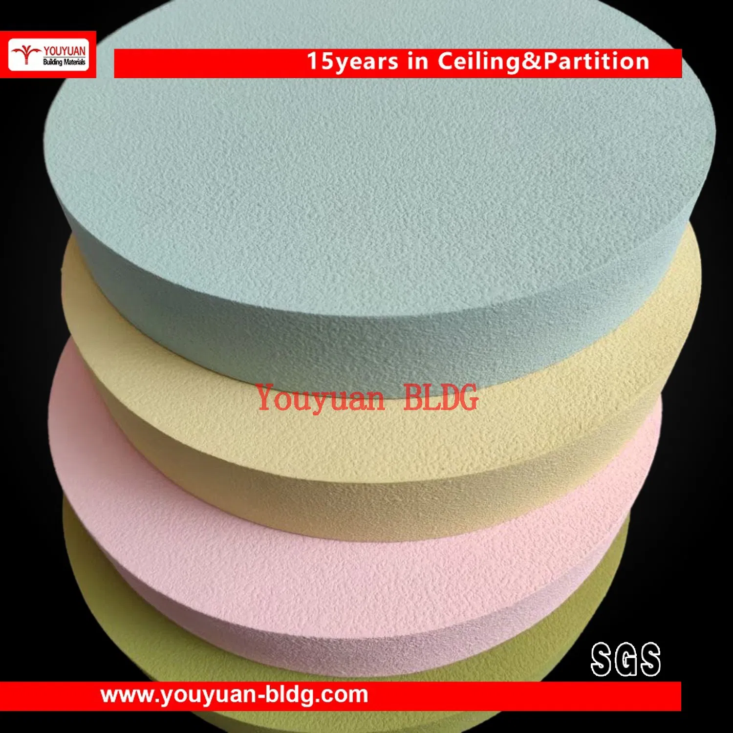 Light Weight Stretch Ceiling Sound Insulation Fiberglass Suspended Board Ceiling