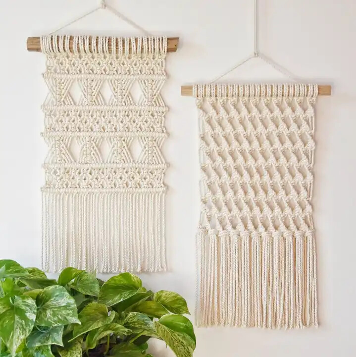 New Fashionable Boho Handmade Macrame Wall Hanging Macrame Tapestry Decorations by Cotton Cord