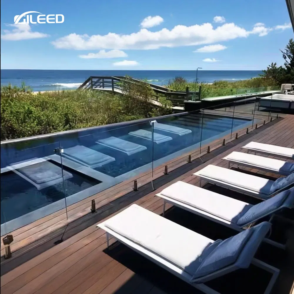 Aluminum Base Shoe Glass Railing Installation Modern Design Balustrades for Villa