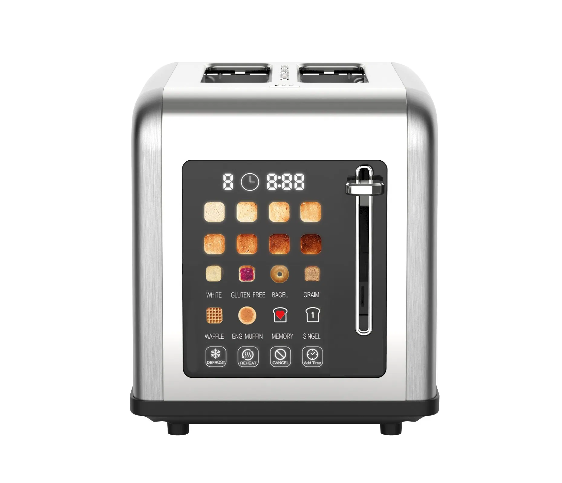 2 Slice Toaster with Super Large Digital Screen, Shows The Selected Toast