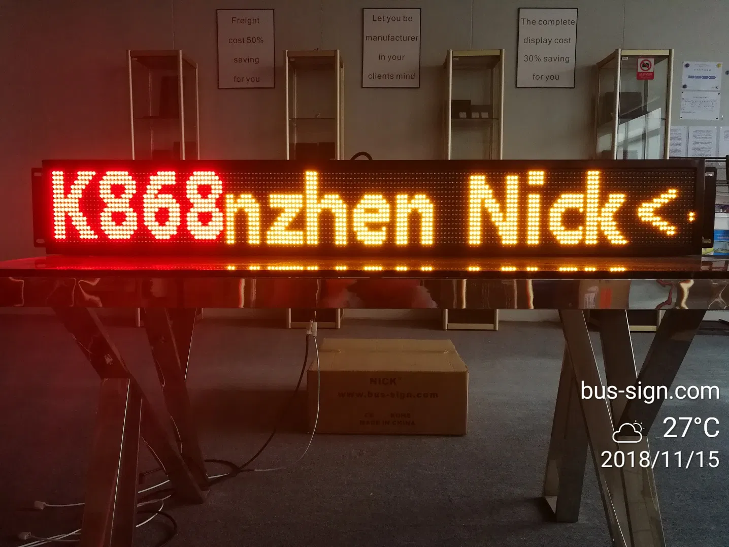 Sinlge Line Amber LED Desitnation Display Sign for Bus (16DOT*160DOT)