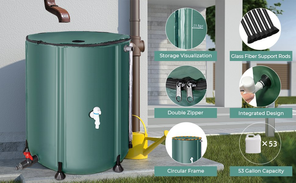 PVC Plastic Collapsible Foldable Rain Collection Barrel Water Tank System Storage Bucket