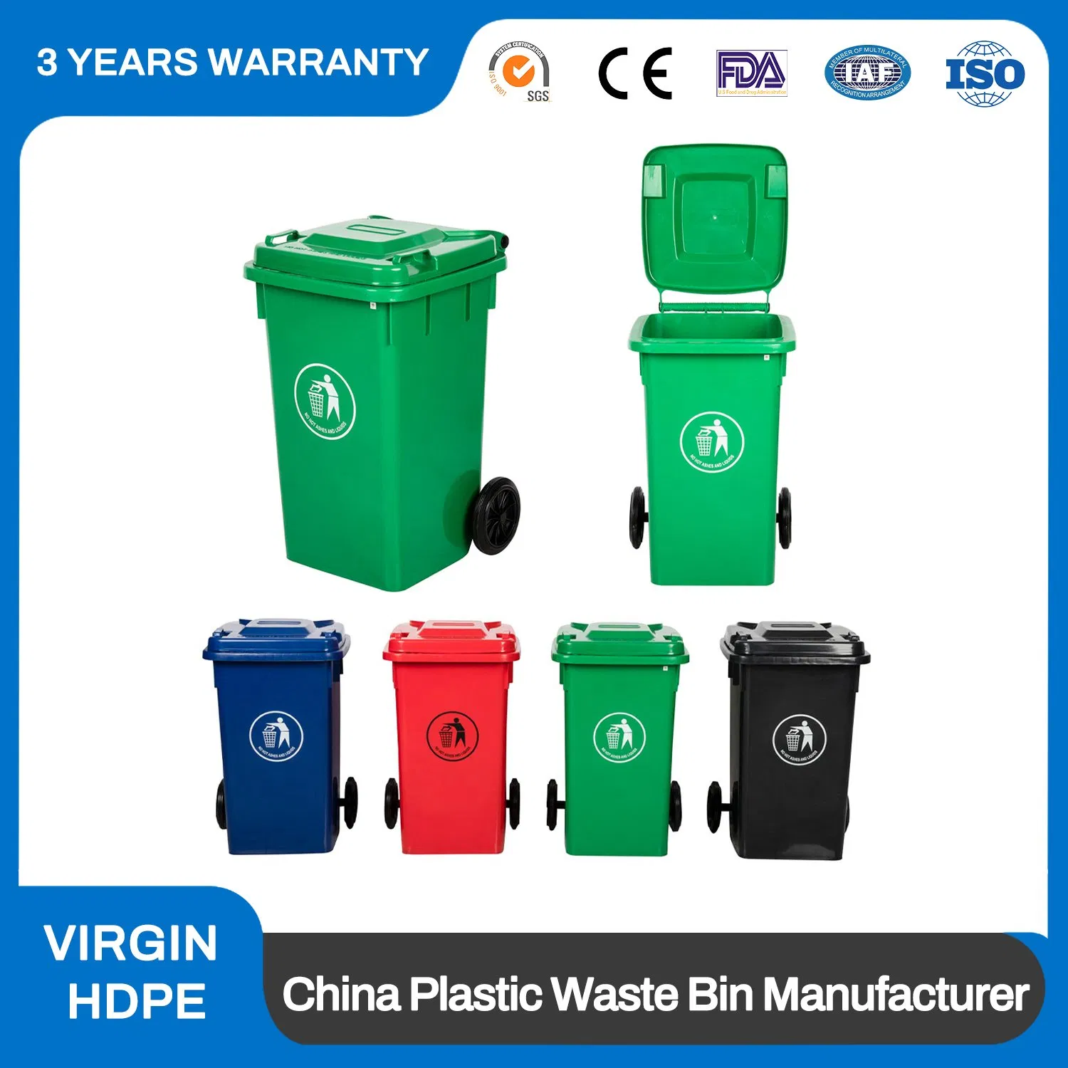 660/1100 Litre Mobile HDPE Available in Outdoor Foot Pedal Dustbin Plastic Wheelie Waste Bin Factory