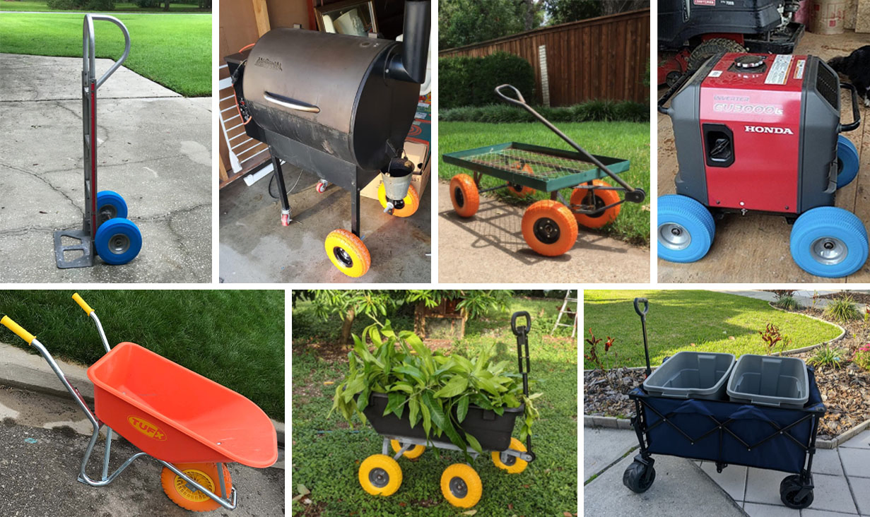 10 12 13 14 15 16 Inch, Solid Polyurethane PU Foam Flat Free Tire and Wheel, Lawn Mower Wheelbarrow Hand Trucks Garden Wagon Cart Trolley Tire and Wheel